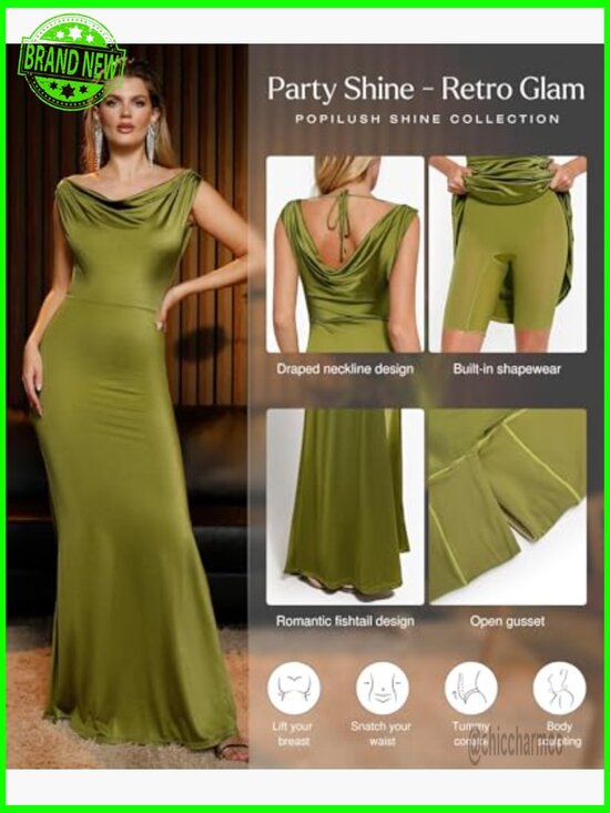 Sleeveless Maxi Formal Dress with Built-in Bra Shapewear Bodycon - Picture 3 of 7
